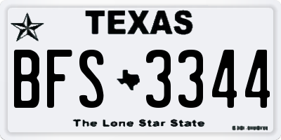 TX license plate BFS3344