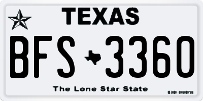 TX license plate BFS3360