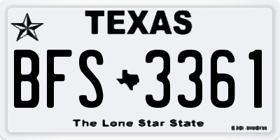 TX license plate BFS3361