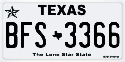 TX license plate BFS3366