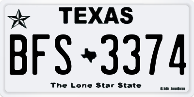 TX license plate BFS3374