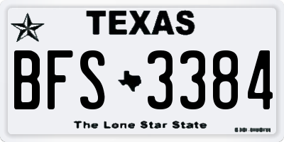 TX license plate BFS3384