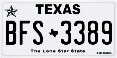 TX license plate BFS3389