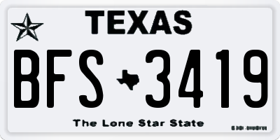 TX license plate BFS3419