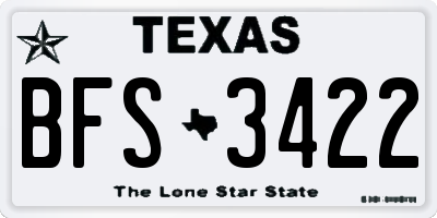 TX license plate BFS3422
