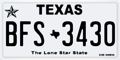 TX license plate BFS3430