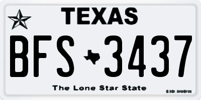 TX license plate BFS3437