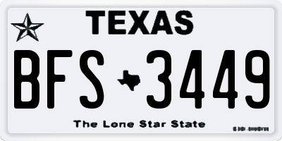 TX license plate BFS3449