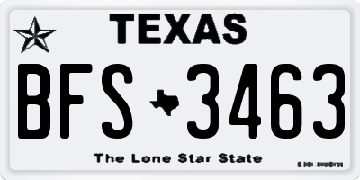 TX license plate BFS3463