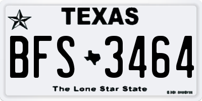 TX license plate BFS3464