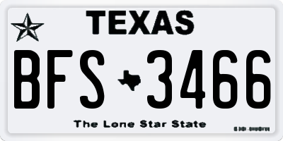 TX license plate BFS3466