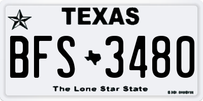 TX license plate BFS3480