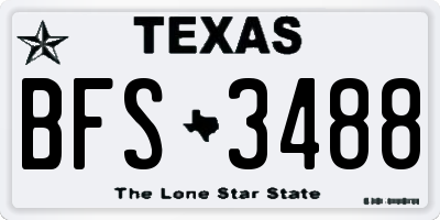 TX license plate BFS3488