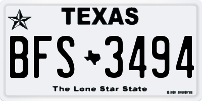 TX license plate BFS3494