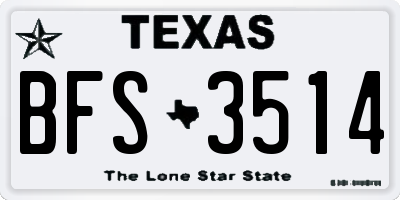 TX license plate BFS3514