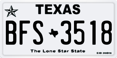 TX license plate BFS3518