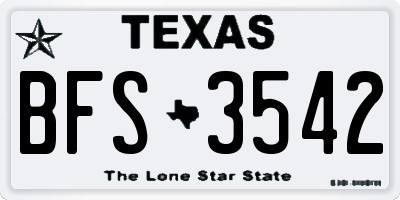 TX license plate BFS3542
