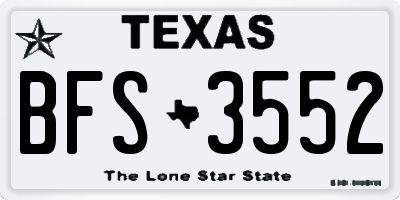 TX license plate BFS3552