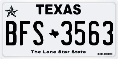 TX license plate BFS3563