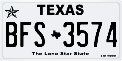 TX license plate BFS3574