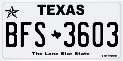 TX license plate BFS3603
