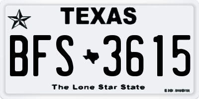TX license plate BFS3615