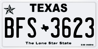 TX license plate BFS3623