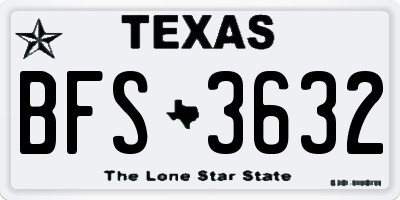 TX license plate BFS3632