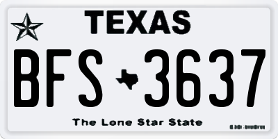 TX license plate BFS3637