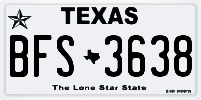 TX license plate BFS3638