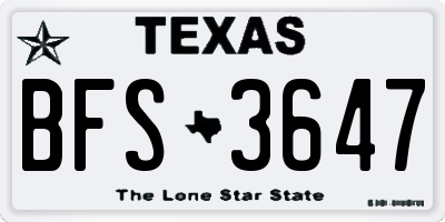 TX license plate BFS3647