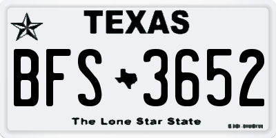 TX license plate BFS3652