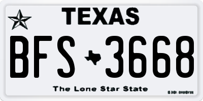TX license plate BFS3668