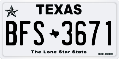 TX license plate BFS3671