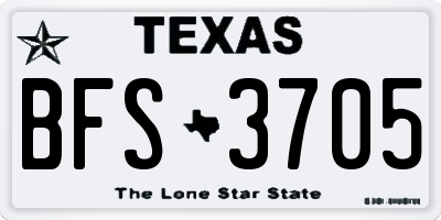 TX license plate BFS3705