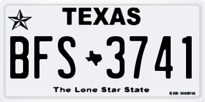 TX license plate BFS3741