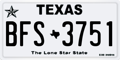 TX license plate BFS3751