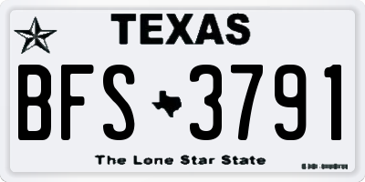 TX license plate BFS3791