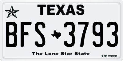 TX license plate BFS3793