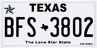 TX license plate BFS3802