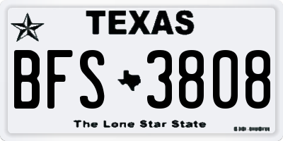 TX license plate BFS3808