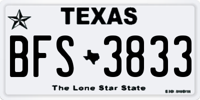 TX license plate BFS3833