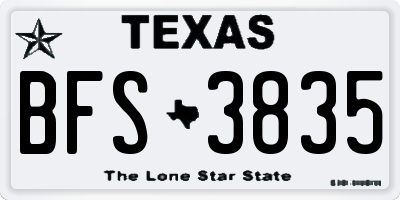 TX license plate BFS3835
