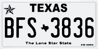 TX license plate BFS3836