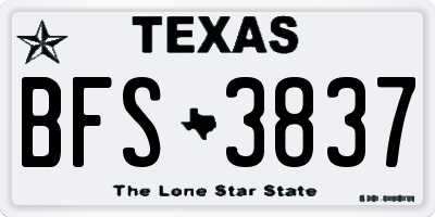 TX license plate BFS3837