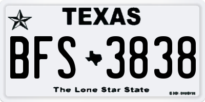 TX license plate BFS3838