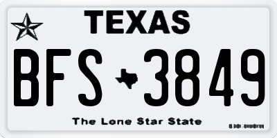 TX license plate BFS3849