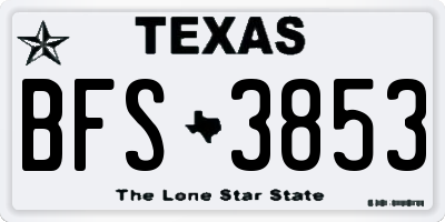 TX license plate BFS3853
