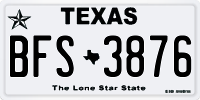 TX license plate BFS3876