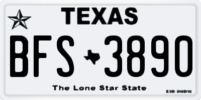 TX license plate BFS3890